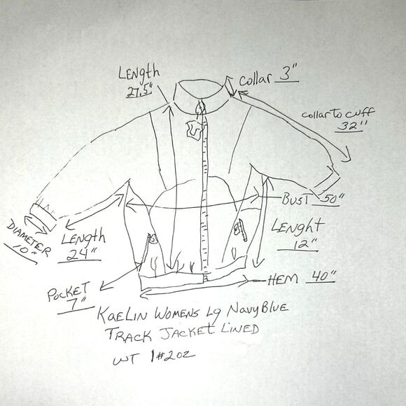 Kaelin Athletic Track Suit Jacket Wm's Sz L Navy Blue Machine Washable - Picture 4 of 9